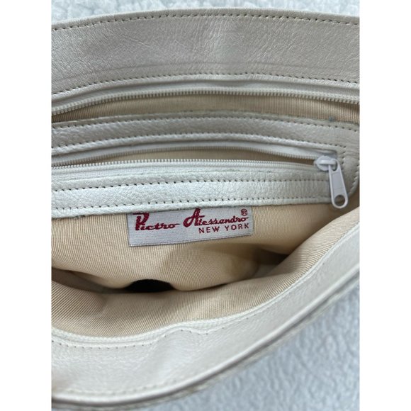 Pietro Alessandro Womens Shoulder Bag White Crocodile Skin Detachable Strap S - Picture 9 of 10